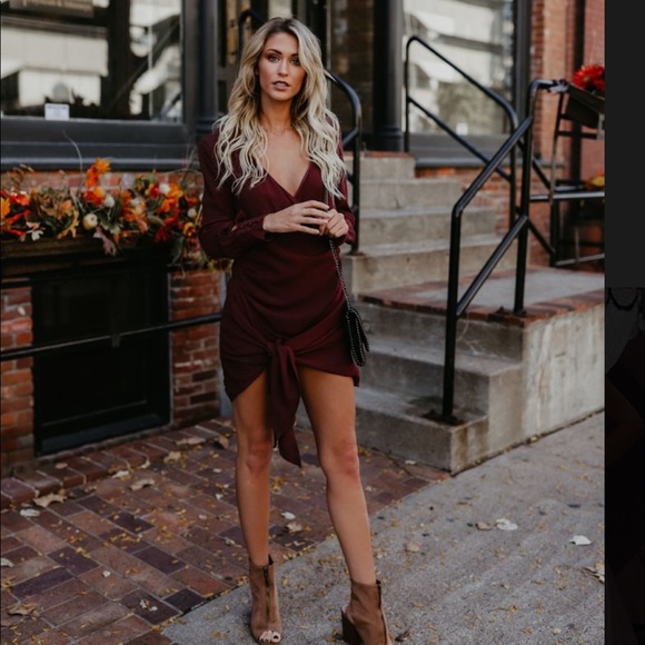 Vici Dresses & Skirts - Vici Dolls Wintour Wrap Tie Dress- WINE